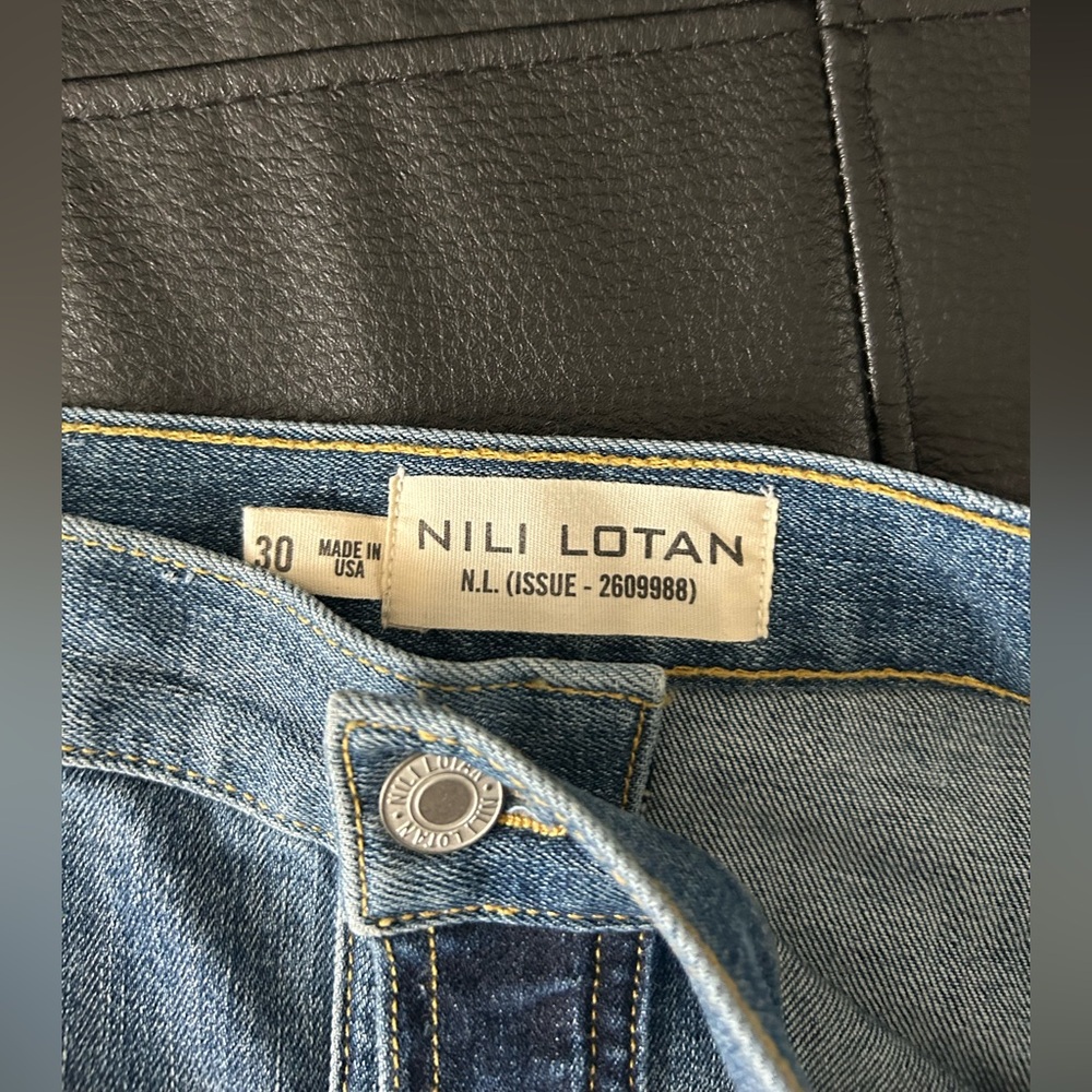 Nili Lotan Madeline Patchwork Denim Skirt Size 30 - Picture 4 of 6